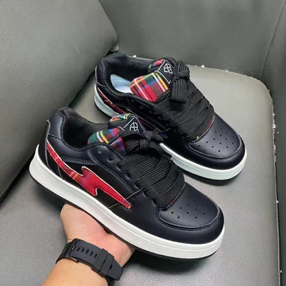 Damen Sneaker Sportlich Zweifarbig Karomuster