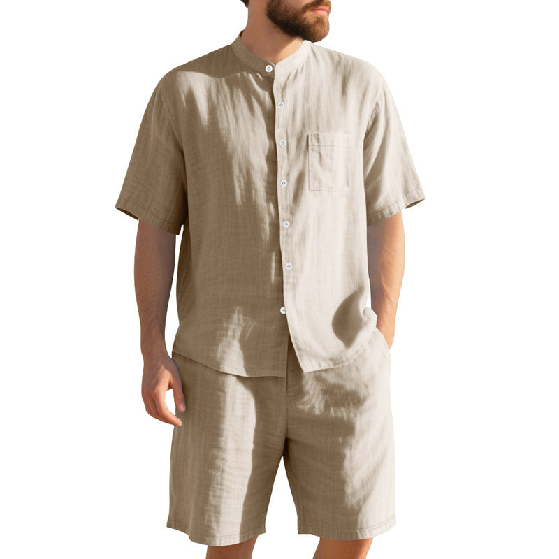 Herren Kurzarm-Hemd und Shorts Set Leicht Sommer - BerlinGlamour