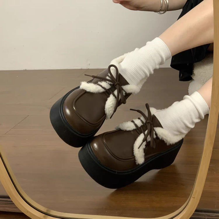 Damen Clogs Warm Schnürschuhe Bequem Winter