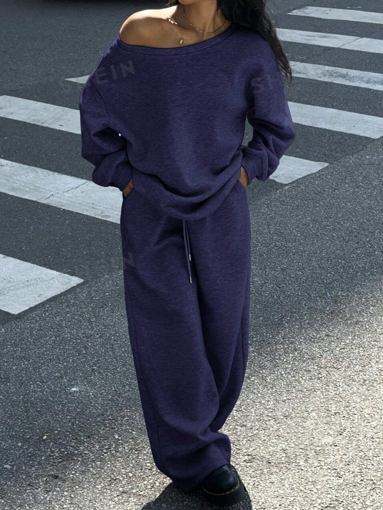 Damen Oversized Sweatanzug Bequem Atmungsaktiv Damenmode