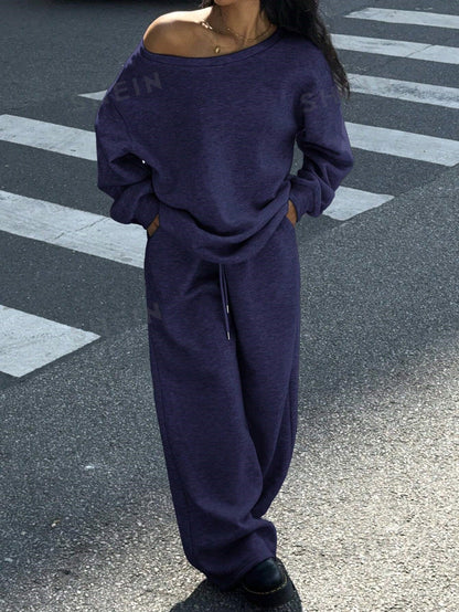 Damen Oversized Sweatanzug Bequem Atmungsaktiv Damenmode