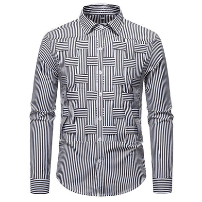 Herren Langarmhemd Streifenmuster Modern Slim Fit