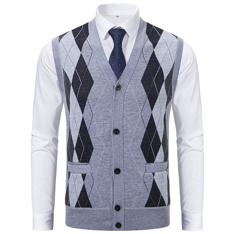 Herren Strickweste Classic Rautenmuster Elegante