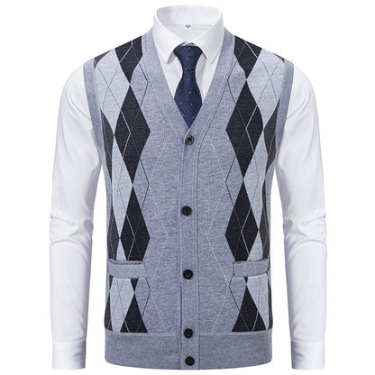Herren Strickweste Classic Rautenmuster Elegante