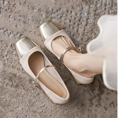 Elegante Damen Ballerinas mit Riemen Glänzend Damen Schuhe