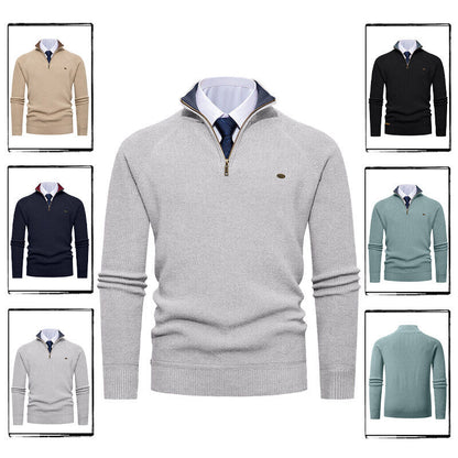 Herren Strickpullover Stehkragen Reißverschluss Elegante Kaschmir Optik - BerlinGlamour