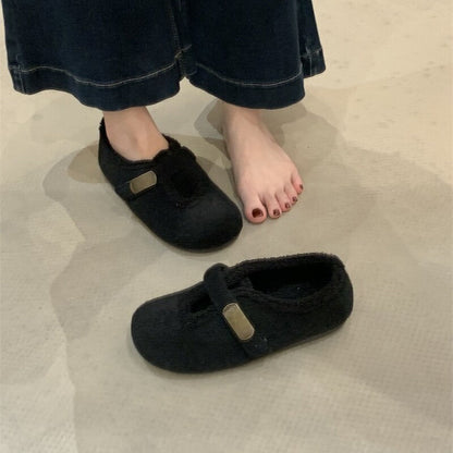 Damen Hausschuhe Weich Fleece Plüsch Warm Schnalle
