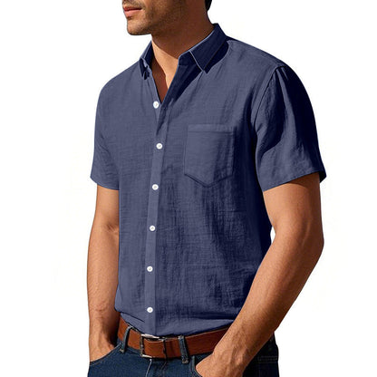 Herren Kurzarmhemd atmungsaktiv Baumwolle Trendy Sommer
