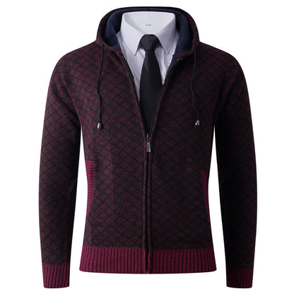 Herren Kapuzenjacke Elegant mit Muster Schwarz