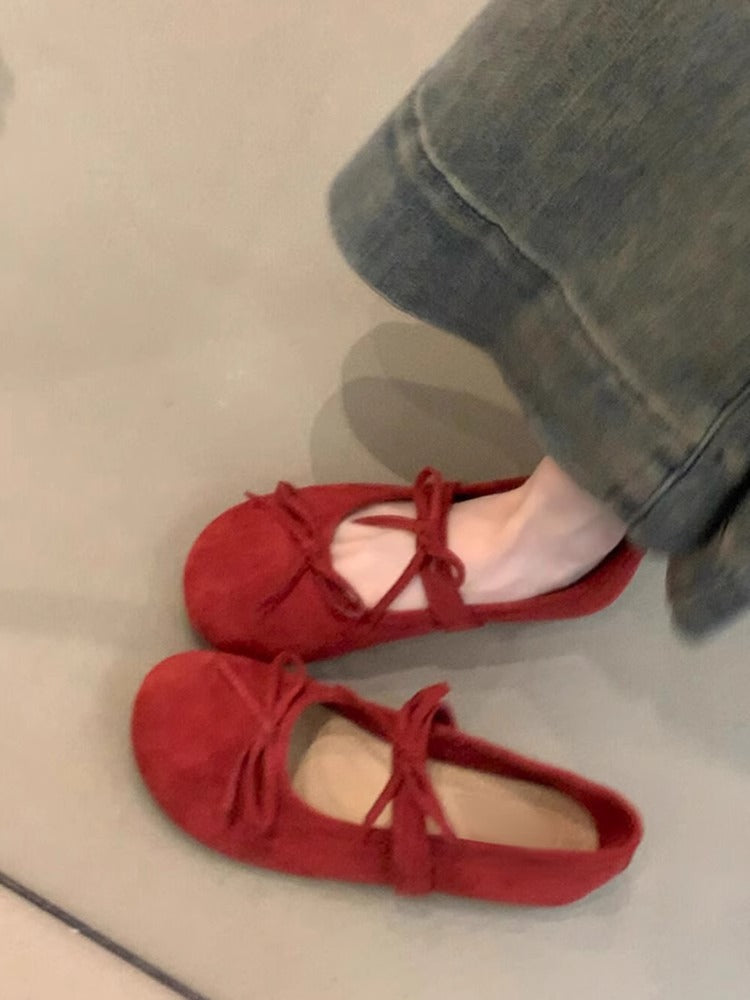 Damen Ballerinas Schleifen Design Bequem Komfort