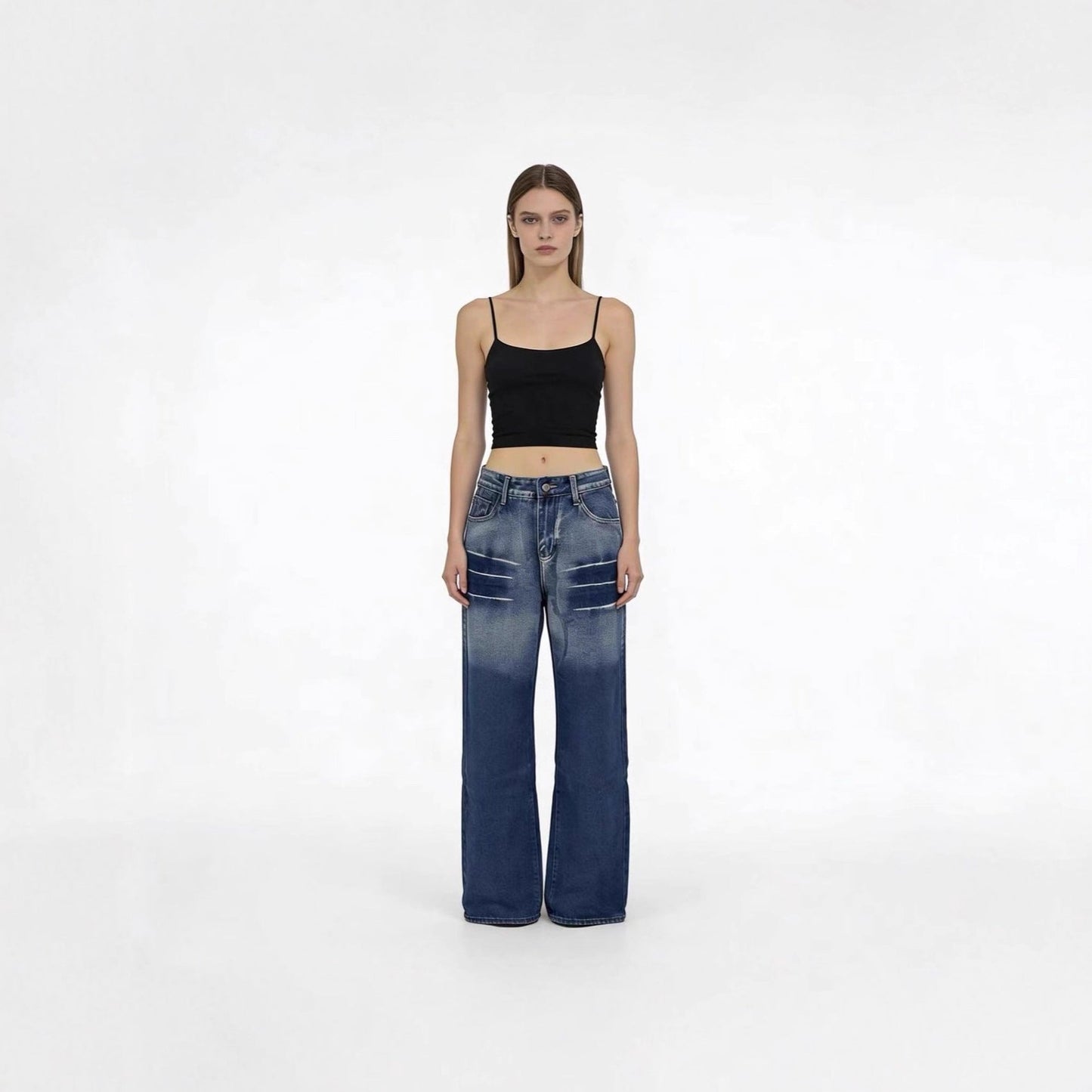 Damen High-Waist Jeans Mit Farbverlauf und Weitem Bein - BerlinGlamour