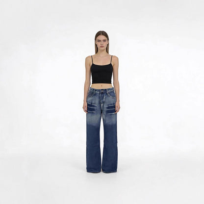 Damen High-Waist Jeans Mit Farbverlauf und Weitem Bein - BerlinGlamour