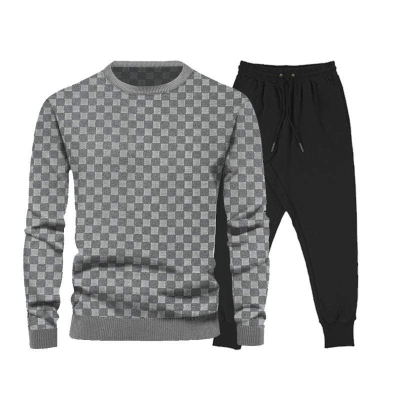 Herren Sport-Set mit kariertem Design und elastischem Bund.
