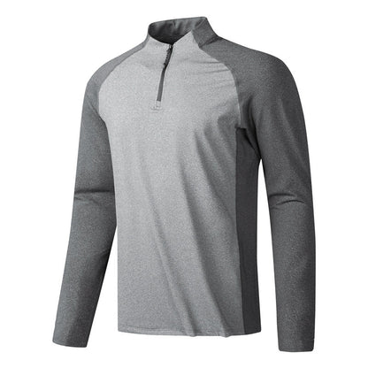 Herren Langarmshirt Funktionell Stehkragen Reißverschluss Sportlich