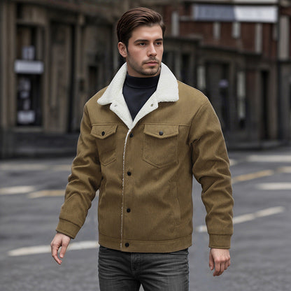 Herren Oberjacke Warm Mit Taschen Modisch