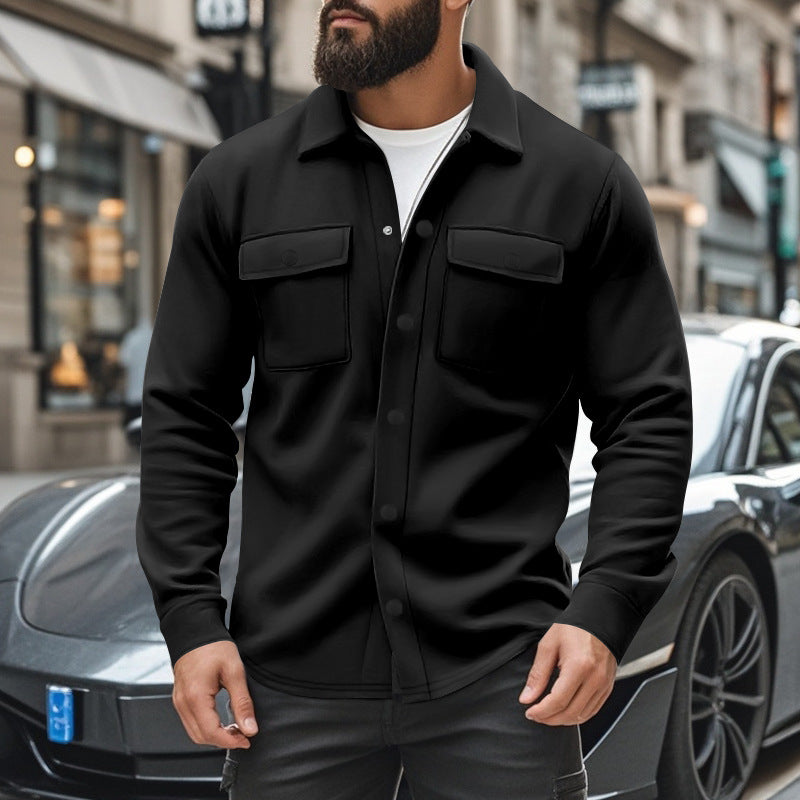 Herren Jacke Langarm Modern mit Brusttaschen und Knöpfen - BerlinGlamour