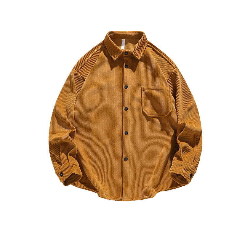 Herren Kordhemdjacke Lässig Mit Brusttaschen