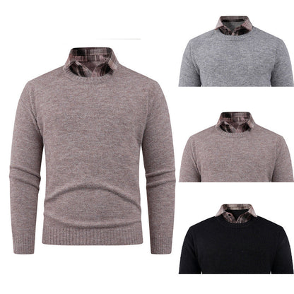 Herren Pullover Rundhals Fein mit Hemdkragen Modern - BerlinGlamour