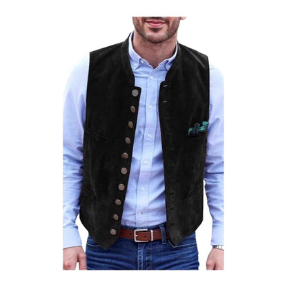 Lederweste Herren Elegant Wildleder Schwarz