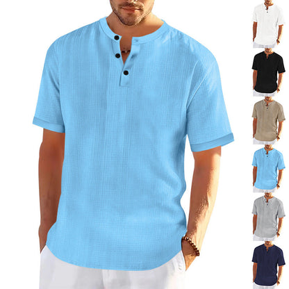 Herren Kurzarmshirt Modern Strukturiert Knopfleiste Trendy - BerlinGlamour