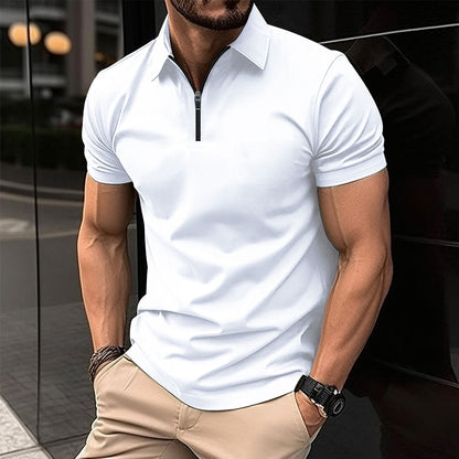Herren Poloshirt Kurzarm Sportlich mit Reißverschluss
