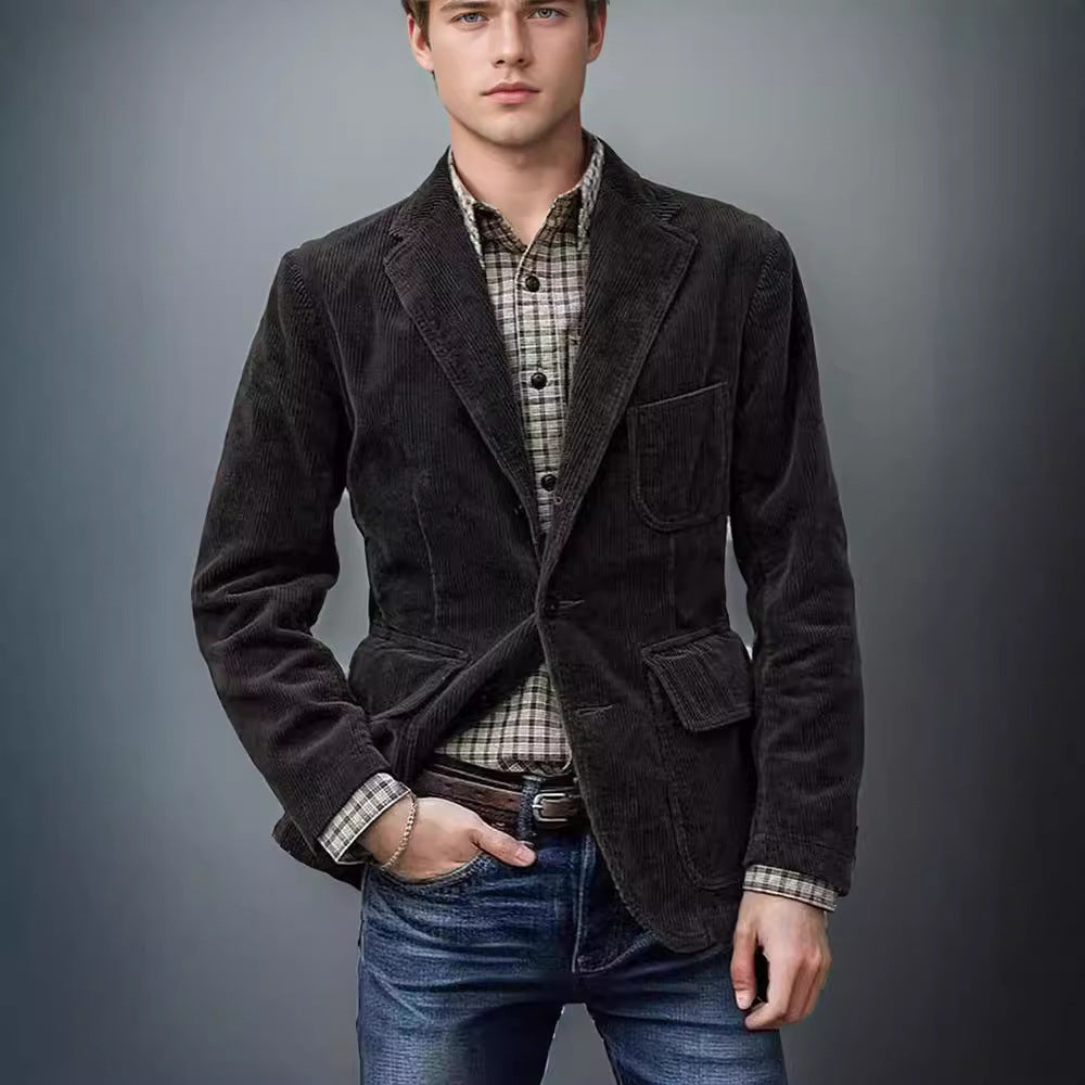 Herren Cordblazer Modern mit Vielen Taschen Slim Fit - BerlinGlamour