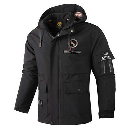 Herren Übergangsjacke Wasserdicht Mit Kapuze und Taschen