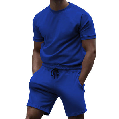 Herren Sportanzug Kurzarm Oberteil Bequeme Laufshorts