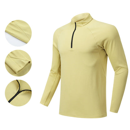 Herren Langarmshirt Funktionshemd mit Reißverschluss Sportlich - BerlinGlamour