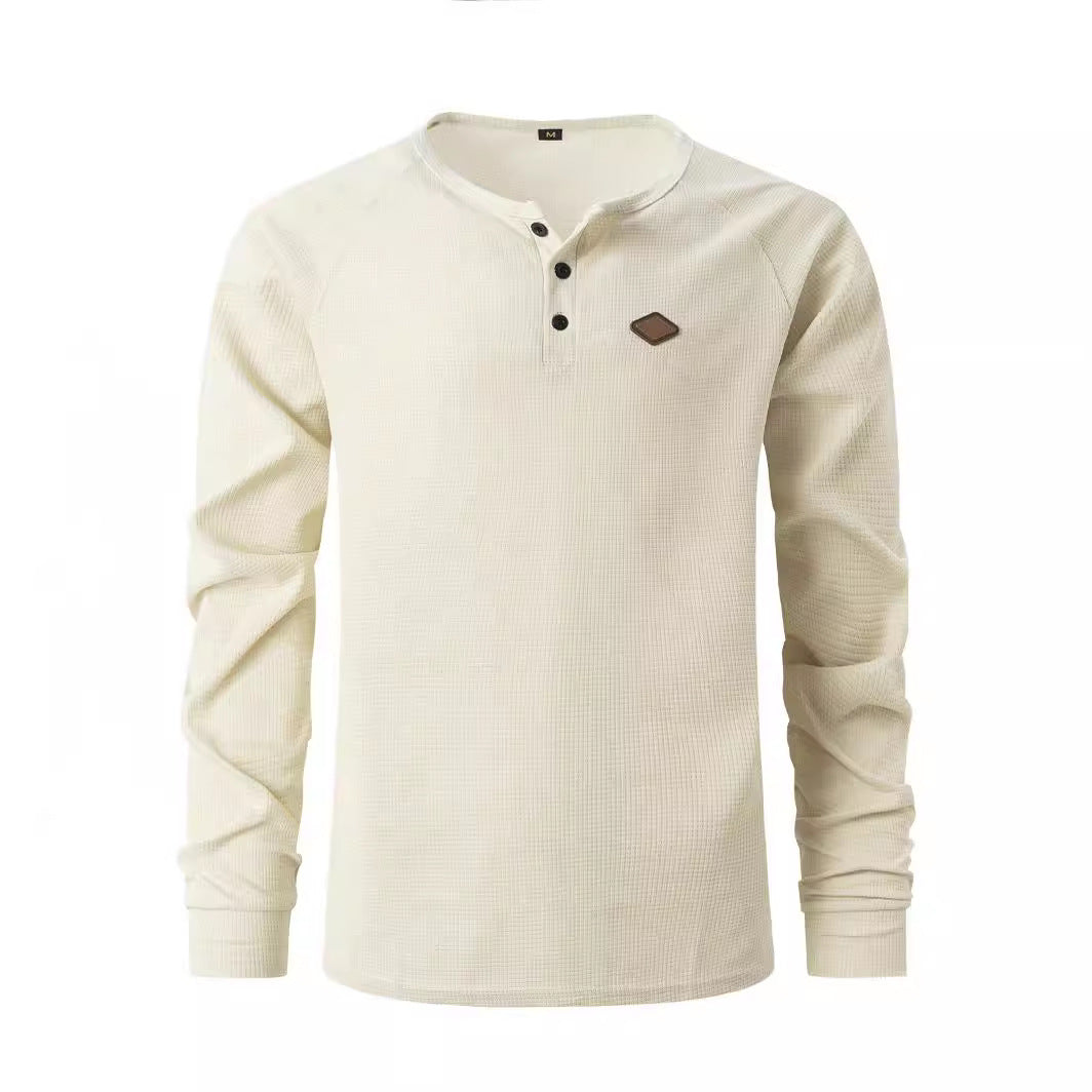Herren Langarmshirt Strukturiert Knopfdetails Modern - BerlinGlamour