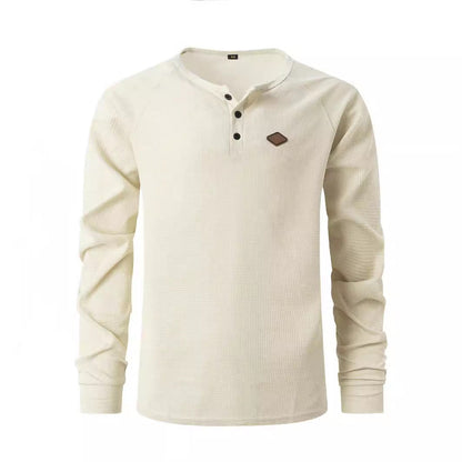 Herren Langarmshirt Strukturiert Knopfdetails Modern - BerlinGlamour