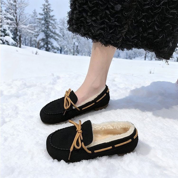 Damen Mokassins Warmfutter Elegante Schnürung