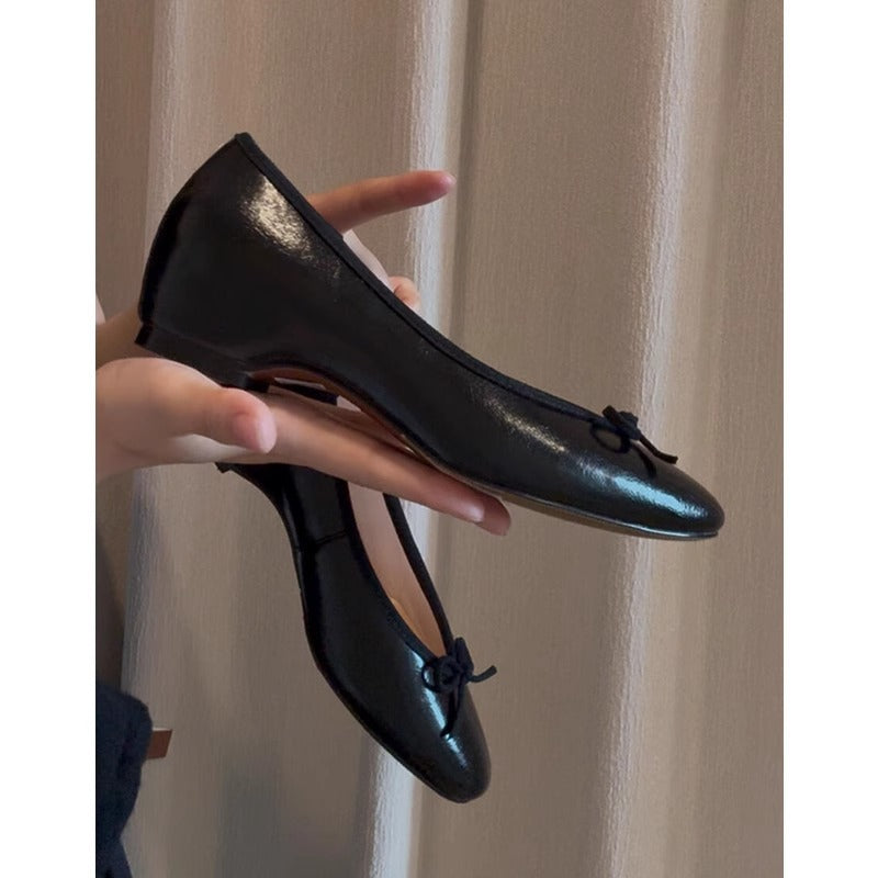 Damen Ballerinas Glitzer Obermaterial Schleifen Detail