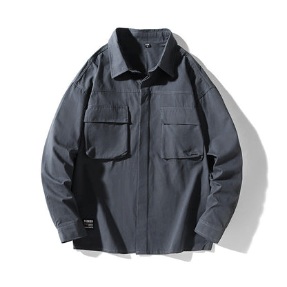 Herren Hemdjacke Lässig Utility Style Mit Großen Taschen