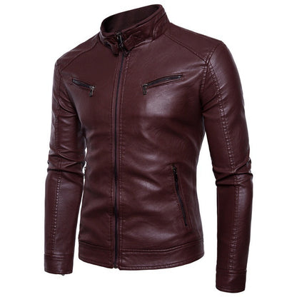 Lederjacke Herren Elegant Reißverschluss Asymmetrisch Schwarz