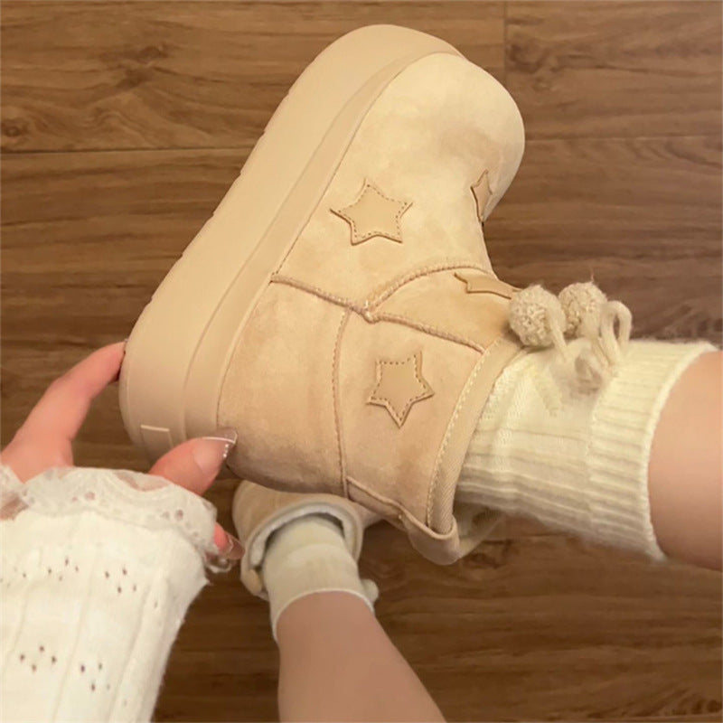 Damen Winterstiefel Weich Warm mit Sternen Applikationen - BerlinGlamour