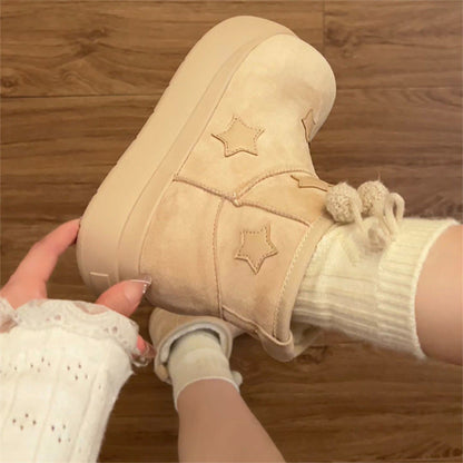 Damen Winterstiefel Weich Warm mit Sternen Applikationen - BerlinGlamour