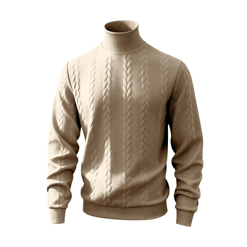 Herren Pullover Stehkragen Zopfmuster Strick