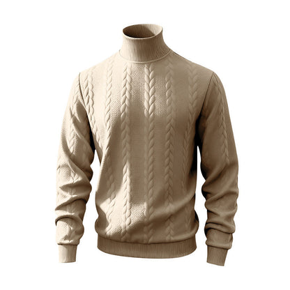 Herren Pullover Stehkragen Zopfmuster Strick