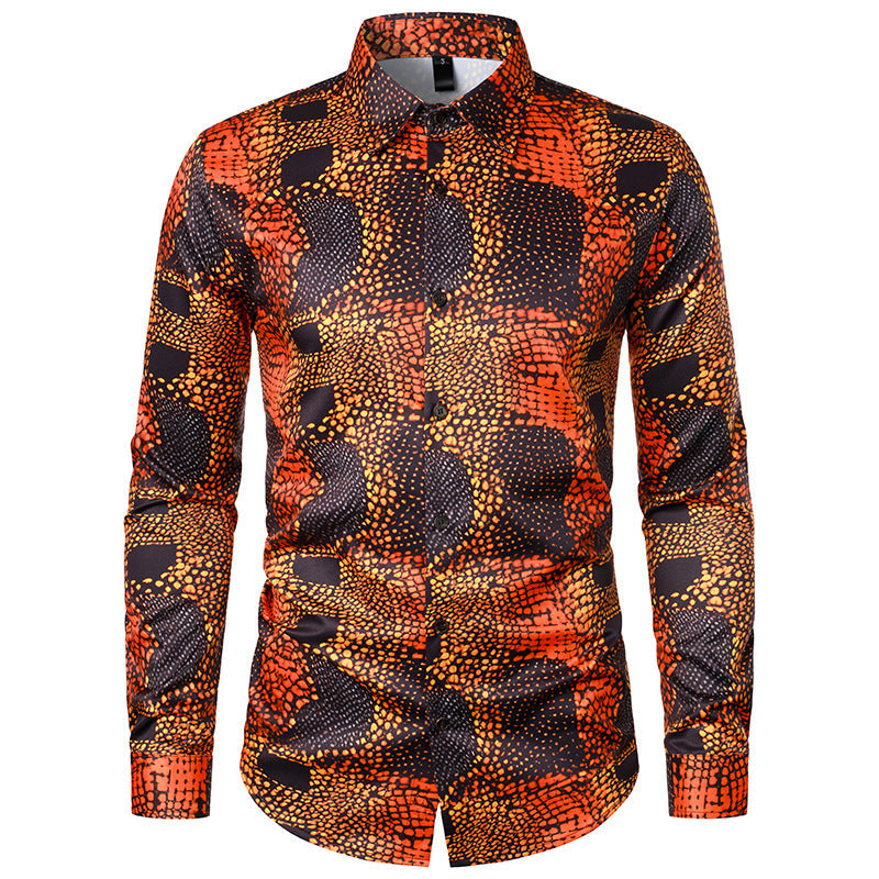 Herren Langarmhemd Modern Grafik Druck Trendy - BerlinGlamour