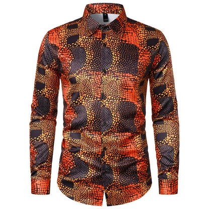 Herren Langarmhemd Modern Grafik Druck Trendy - BerlinGlamour