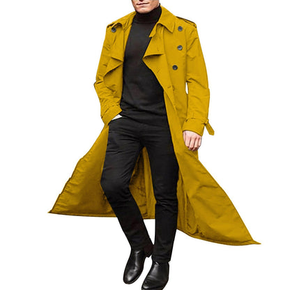 Herren Trenchcoat Eleganter Doppelreihen Mantel Berlin Style