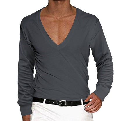 Herren Langarmshirt Lässig V-Ausschnitt Modern