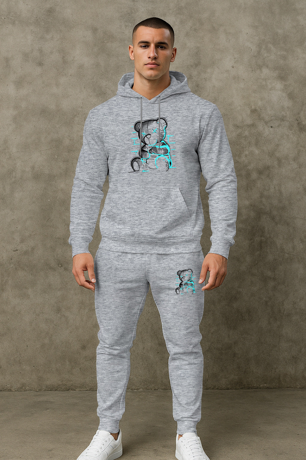 Herren Hoodie Set mit Jogginghose Trendig Grafikdruck Berlin Style