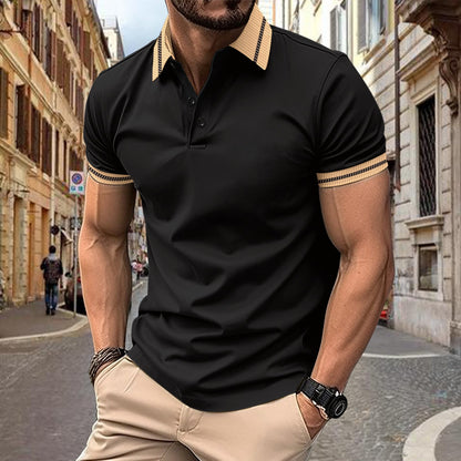 Herren Polohemd Kurzarm Modern Kontrast Akzente
