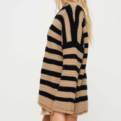 Gestreifter Strickpullover Weich Pastellfarben Damen