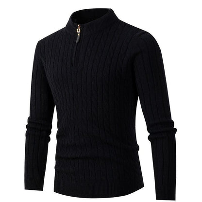 Herren Strickpullover Rippoptik Reißverschluss Modern