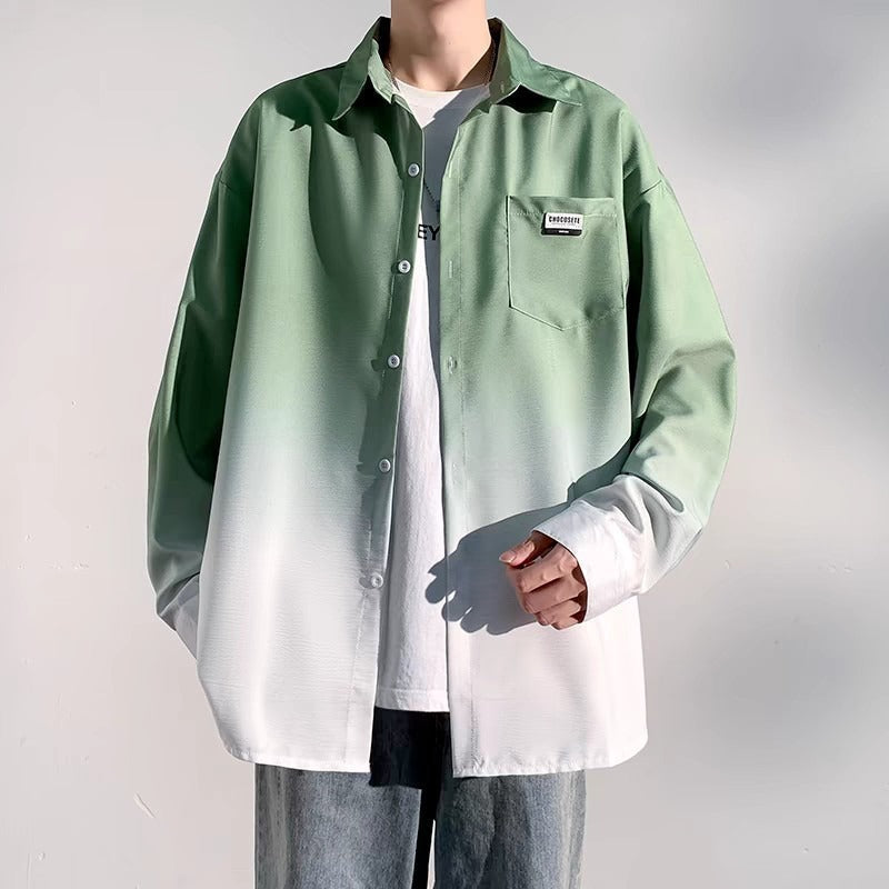 Herren Hemdjacke Modern Farbverlauf Brusttasche Praktisch