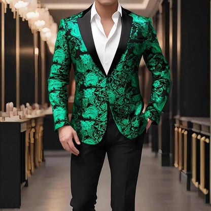Herren Smoking Blazer Elegant mit Floralem Muster