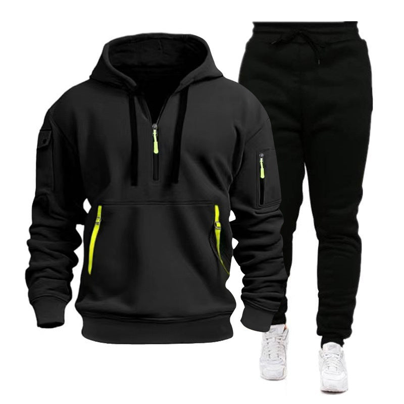 Herren Fleece-Set Sportlich Reißverschluss Taschen Modern